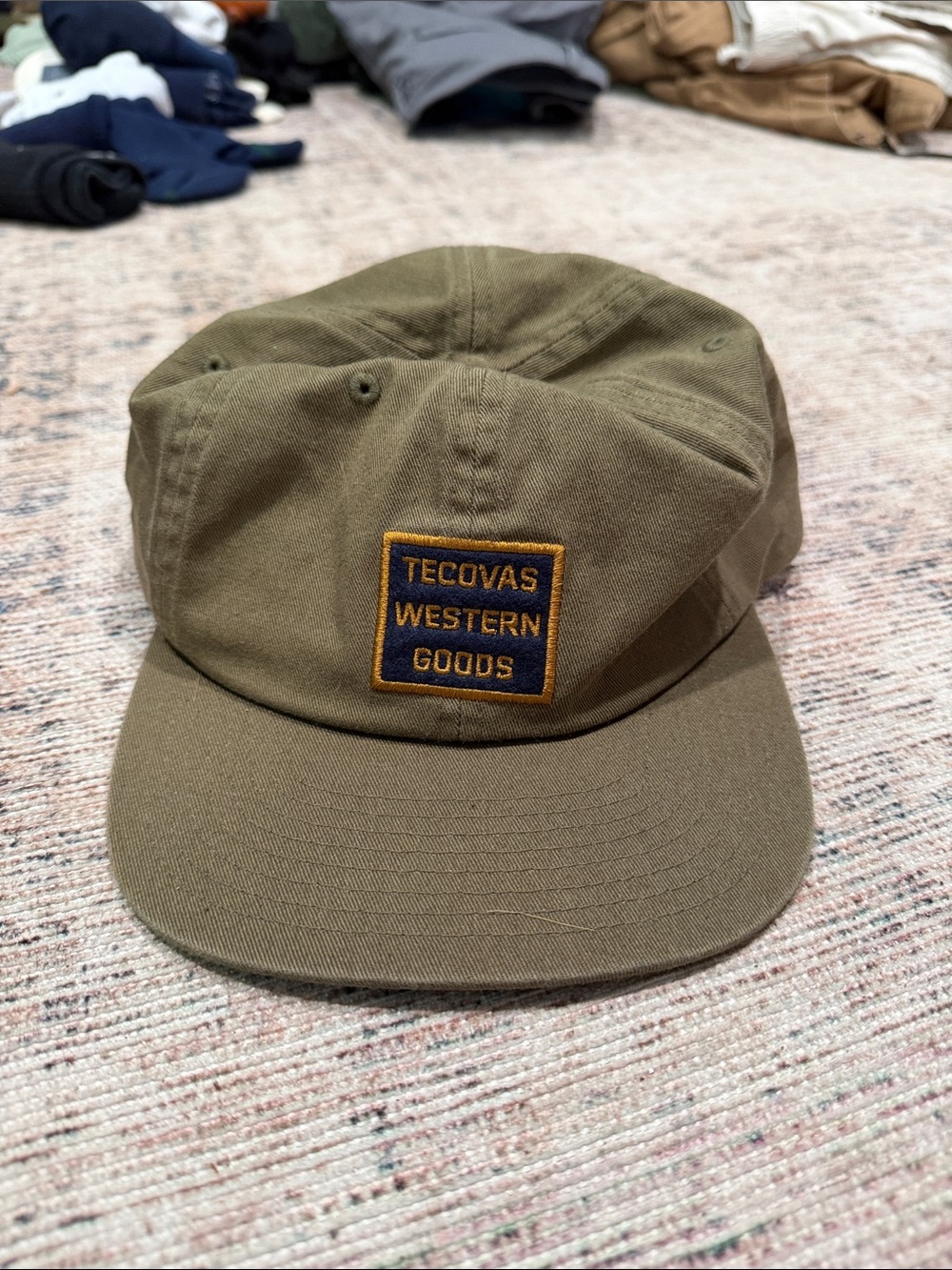 Tecovas Olive Canvas Cap with Navy and Gold Patch